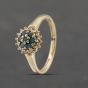 Second Hand 9ct Yellow Gold Apatite & 0.08ct Diamond Round Cluster Ring 41383276