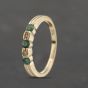 Second Hand 9ct Yellow Gold Emerald & 0.01ct Diamond Five Stone Ring 41383279