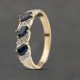 Second Hand 9ct Yellow Gold Sapphire & 0.08ct Diamond Half Eternity Ring 41383284