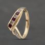 Second Hand 9ct Yellow Gold Ruby & Diamond Half Wishbone Ring 41383287