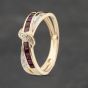 Second Hand 9ct Yellow Gold Ruby & Diamond Crossover Ring 41383292
