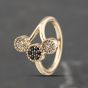 Second Hand 9ct Yellow Gold Sapphire & 0.07ct Diamond Triple Cluster Dress Ring 41383302