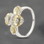 Second Hand 9ct White Gold Lemon Citrine & 0.05ct Diamond Cluster Ring 41383395