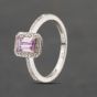Second Hand 9ct White Gold Pink Topaz & Diamond Cluster Ring 41383400