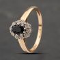 Second Hand 9ct Yellow Gold Sapphire & Diamond Oval Cluster Ring 41383416