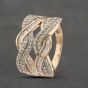 Second Hand 9ct Rose Gold Diamond Double Swirl Dress Ring 41383418