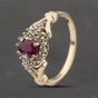 Second Hand 9ct Yellow Gold Ruby & Diamond Cluster Ring 41383424
