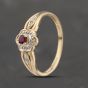 Second Hand 9ct Yellow Gold Ruby & Diamond Cluster Ring 41383425
