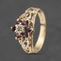 Second Hand 9ct Yellow Gold Ruby & Diamond Cluster Ring 41383474