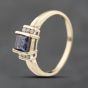 Second Hand 9ct Yellow Gold Blue Topaz & Diamond Dress Ring 41383481