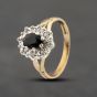 Second Hand 9ct Yellow Gold Sapphire & 0.22ct Diamond Cluster Ring 41383495