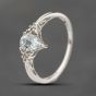 Second Hand 9ct White Gold Aquamarine & 0.02ct Diamond Pear Shaped Dress Ring 41383502