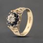 Second Hand 9ct Yellow Gold Sapphire & 0.03ct Diamond Flower Cluster Ring 41383537