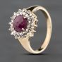 Second Hand 9ct Yellow Gold Ruby & Diamond Cluster Ring 41383545