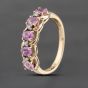 Second Hand 9ct Yellow Gold Pink Sapphire & 0.04ct Diamond Half Eternity Ring 41383552