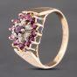 Second Hand 9ct Yellow Gold Ruby & 0.12ct Brilliant Cut Diamond Flower Cluster Ring 41383574