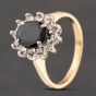 Second Hand Vintage 18ct Yellow Gold Sapphire & Diamond Oval Cluster Ring 41383577