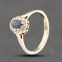 Second Hand 9ct Yellow Gold Sapphire & 0.10ct Diamond Oval Cluster Ring 41383588