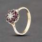 Second Hand Vintage Yellow Gold Ruby & 0.19ct Diamond Flower Dress Ring 41383592