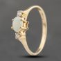 Second Hand 9ct Yellow Gold Opal & Diamond Three Stone Ring 41383632