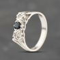 Second Hand 9ct White Gold Diamond & 0.03ct Brilliant Cut Sapphire Three Stone Ring 41383663
