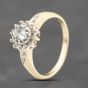Second Hand 9ct Yellow Gold Aquamarine & 0.15ct Brilliant Cut Diamond Cluster Ring 41383721