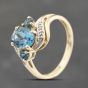 Second Hand 9ct Yellow Gold Blue Topaz & 0.04ct Diamond Dress Ring 41383722
