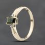 Second Hand 9ct Yellow Gold 0.50ct Green Garnet & 0.04ct Brilliant Cut Diamond Three Stone Ring 41383796