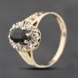 Second Hand 9ct Yellow Gold Sapphire & Diamond Oval Cluster Ring 41383807