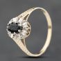 Second Hand 9ct Yellow Gold Sapphire & Diamond Oval Cluster Ring 41383810