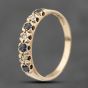 Second Hand 9ct Yellow Gold Sapphire & Diamond Seven Stone Half Eternity Ring 41383815