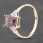 Second Hand 9ct Yellow Gold Mystic Topaz & Brilliant Cut Diamond Dress Ring 41383832
