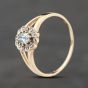 Second Hand 9ct Yellow Gold Blue Topaz & 0.03ct Diamond Oval Cluster Ring 41383872