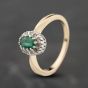 Second Hand 9ct Yellow Gold Emerald & 0.12ct Brilliant Cut Diamond Oval Cluster Ring 41383895