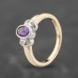 Second Hand 9ct White Gold Amethyst & 0.03ct Brilliant Cut Diamond Oval Seven Stone Ring 41383896