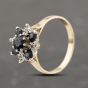 Second Hand 9ct Yellow Gold Sapphire & Diamond Flower Cluster Ring 41383901