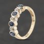Second Hand 9ct Yellow Gold Sapphire & 0.03ct Diamond Rubover Half Eternity Ring 41383914