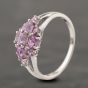 Second Hand 9ct White Gold Pink Sapphire & Diamond Cluster Ring 41383916