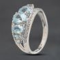 Second Hand 9ct White Gold Blue Topaz & 0.11ct Diamond Dress Ring 41383918