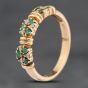 Second Hand 9ct Yellow Gold Emerald & 0.08ct Diamond Half Eternity Ring 41383919