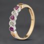 Second Hand 9ct Yellow Gold Ruby & 0.03ct Diamond Half Eternity Ring 41383920