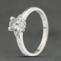 Second Hand 9ct White Gold Aquamarine & Brilliant Cut Diamond Oval Three Stone Ring 41383949