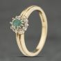 Second Hand 9ct Yellow Gold Emerald Oval Cluster Ring 41383952