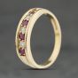 Second Hand 9ct Yellow Gold Ruby & Diamond Half Eternity Ring 41383953