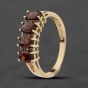 Second Hand 9ct Yellow Gold Garnet & 0.01ct Diamond Dress Ring 41384005