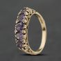 Second Hand 9ct Yellow Gold Amethyst & 0.05ct Diamond Half Eternity Ring 41384015