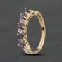 Second Hand 9ct Yellow Gold Amethyst & 0.05ct Diamond Half Eternity Ring 41384016