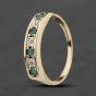 Second Hand 9ct Yellow Gold Emerald & 0.03ct Diamond Half Eternity Ring 41384017