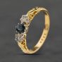 Second Hand Yellow Gold Sapphire & 0.03ct Diamond Three Stone Ring 41384033