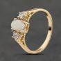 Second Hand 9ct Yellow Gold Opal & Diamond Three Stone Ring 41384046